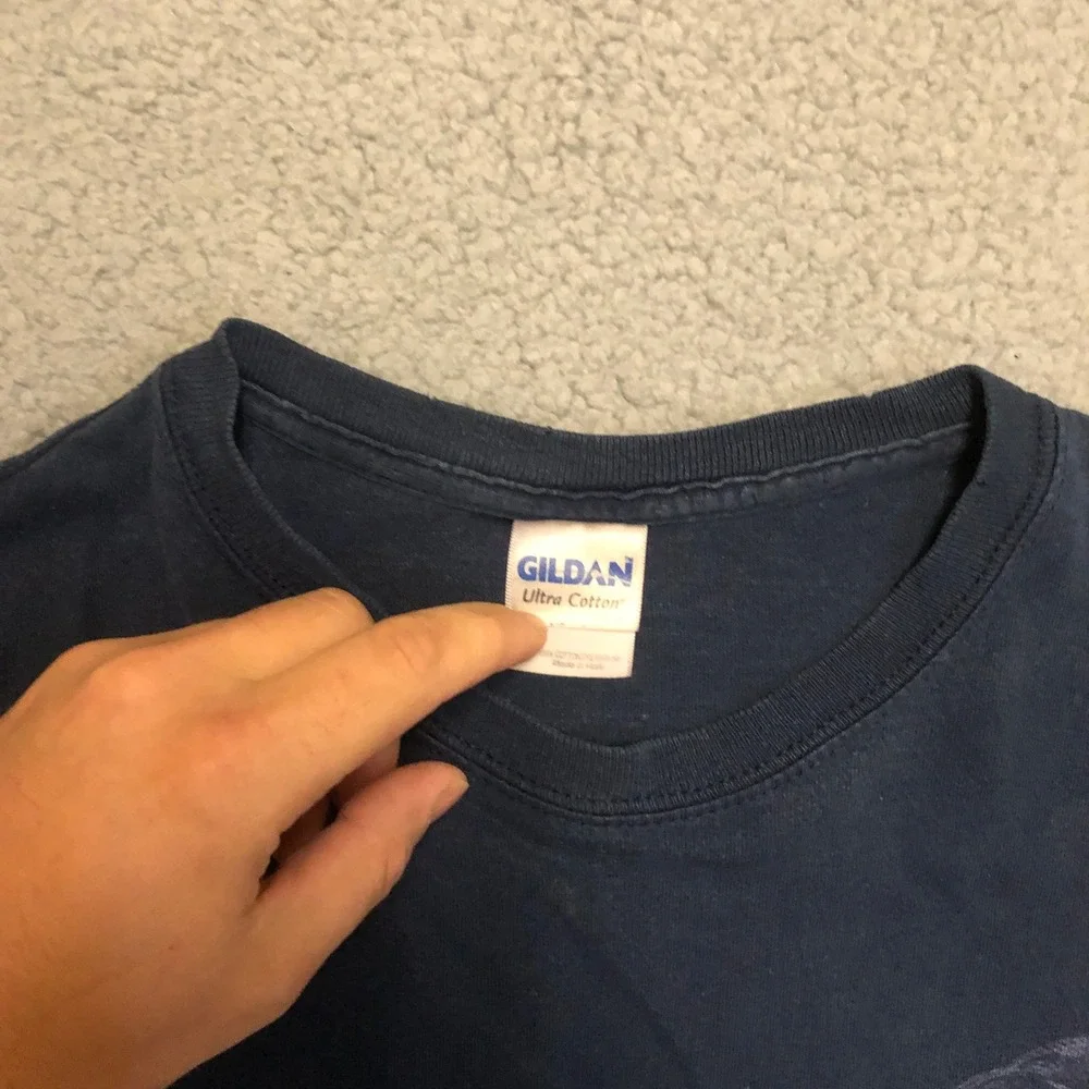 VTG Cabelas Fishing T-Shirt‎ Mens Medium Navy Blue Bass Graphic Outdoor Tee